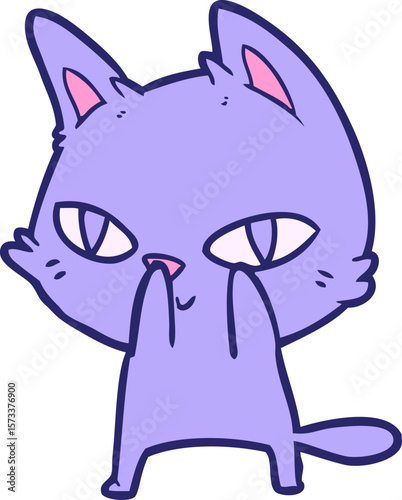 cartoon cat staring in bright neon color