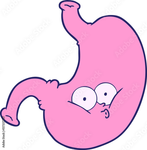 cartoon bloated stomach in bright neon color