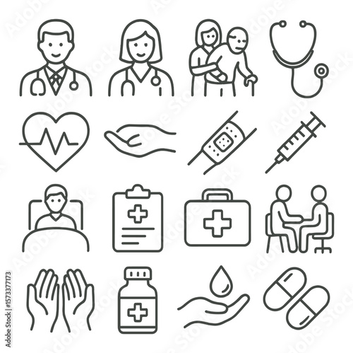 Household icons collection, home decor and furnishing set. simple design elements