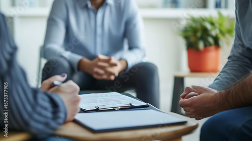  A person sitting with a financial advisor discussing the potential impact of being uninsured (1)