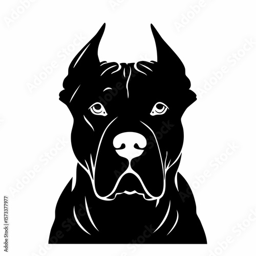 cane corso dog black silhouette vector with white background.