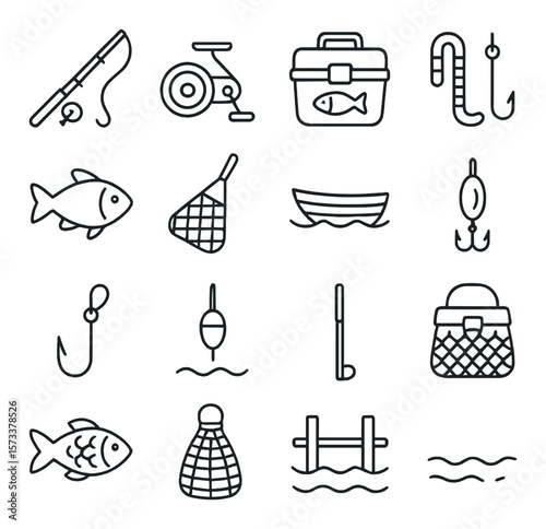 School supplies icon collection: educational essentials, stationery symbols, learning tools