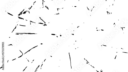 Crack effect collage of broken glass on white background. Transparent cracked black glass texture. Collection of cracks of broken glass on black background. Concept of shots on the window for design.