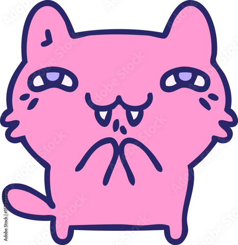 cartoon of a mischievous halloween cat in bright neon color