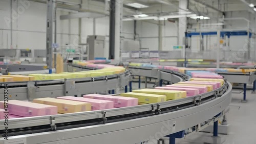 Modern Conveyor Belt Sorting System in Automated Warehouse 4k hd video