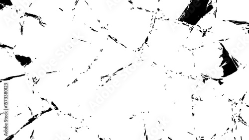 Crack effect collage of broken glass on white background.