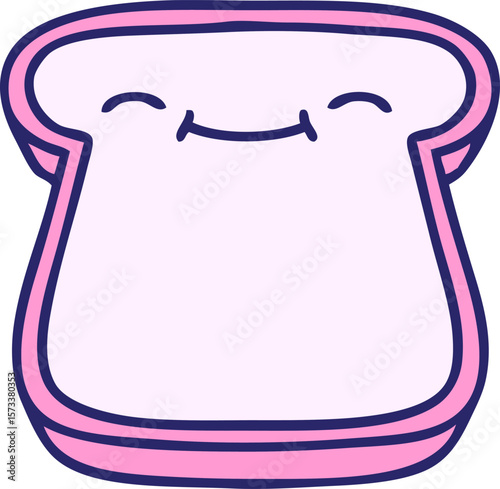 cartoon slice of bread with face in bright neon color