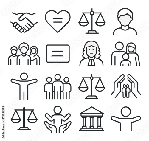 Business success icons collection, simple achievement symbols. corporate goal set