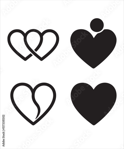 set of vector hearts