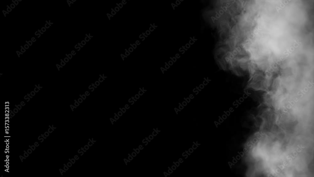White Smoke and Vapor Moving on Black Background, Cinematic Slow Motion