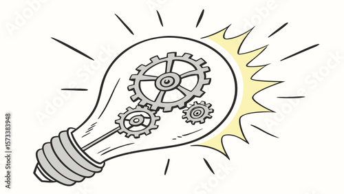 Lightbulb gears idea innovation creativity solution thinking process concept mechanical engineering design