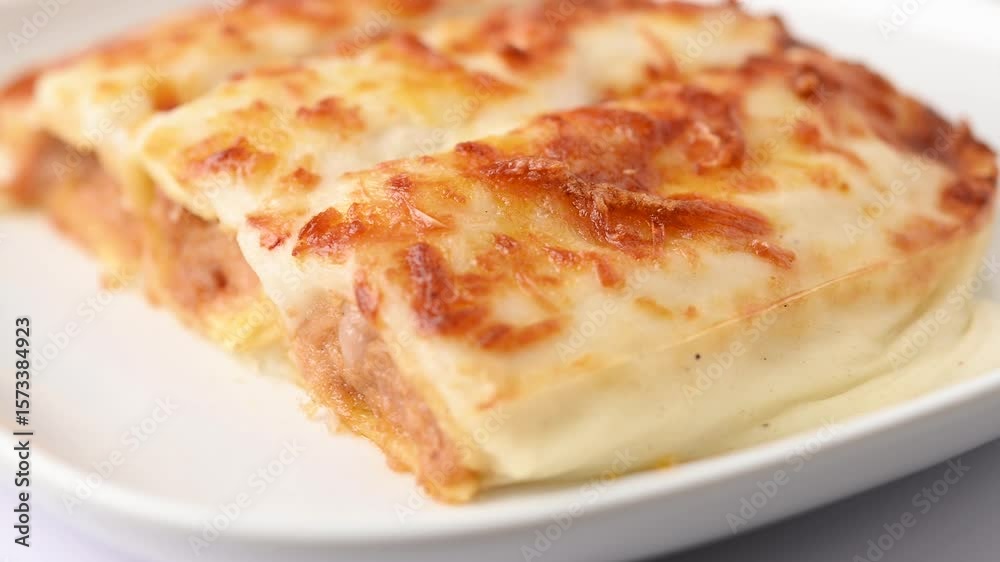 Baked meat cannelloni with Cheese and Béchamel Sauce Baked meat cannelloni with Cheese and Béchamel Sauce