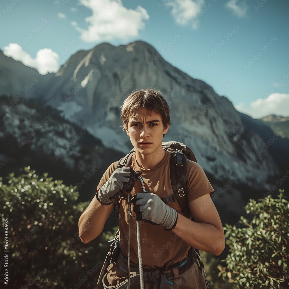 Naklejka premium hiker with backpack