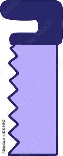 hand drawn cartoon doodle of a metal saw in bright neon color