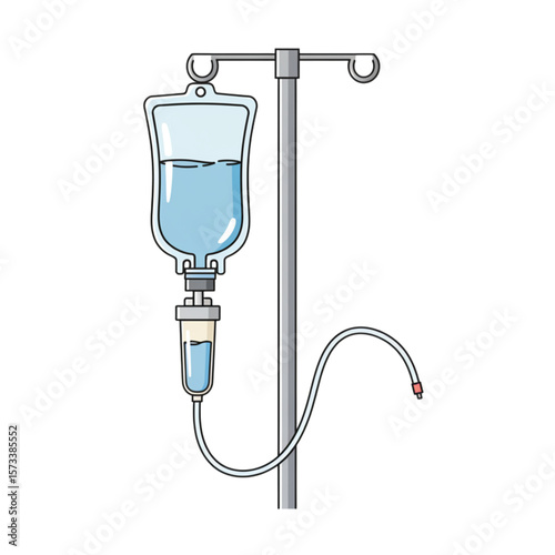 Medical intravenous drip graphic with solution for hospital or clinic branding and healthcare related designs, suitable for use in medical apps.