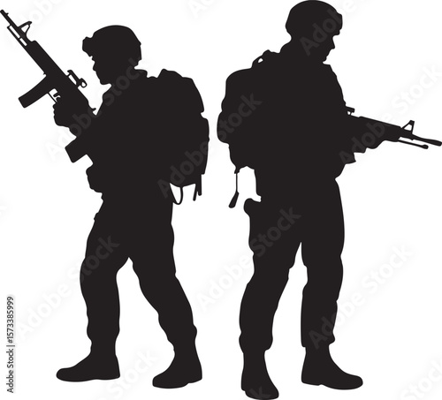 Military silhouette vector illustration