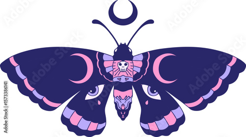 tattoo in traditional style of a moth in bright neon color
