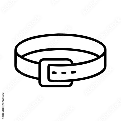 Minimalist black belt icon with buckle in flat design  