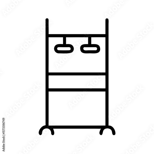 Clothing rack in minimalist design with hanging space and shelves  