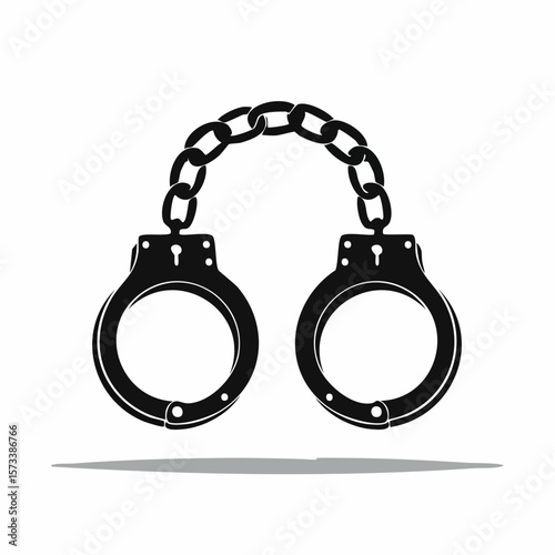 handcuffs black silhouette vector, Simple silhouette Design vector icon with white background.