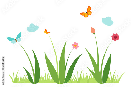 spring flowers and grass
