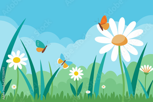 daisies and butterflies