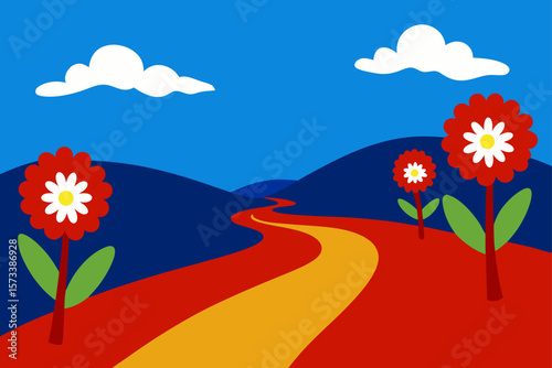 spring landscape with flowers