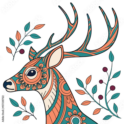 Intricate feline head illustration featuring ornate details suitable for creative projects The design showcases a cat like creature with elaborate patterns and a visually striking