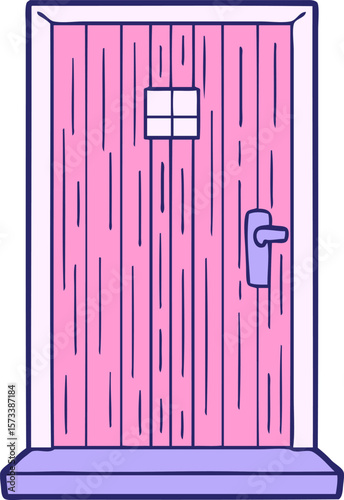 cartoon doorway in bright neon color