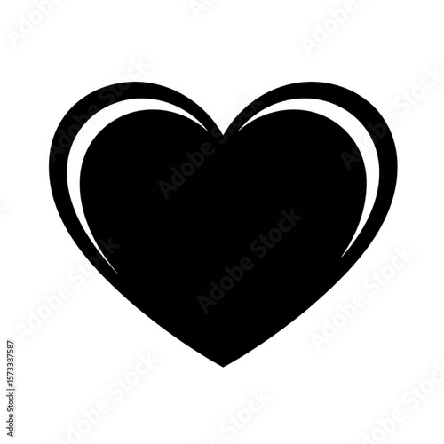 Beautiful minimalist black heart design element for use in love and romantic themed projects or as a modern logo icon.