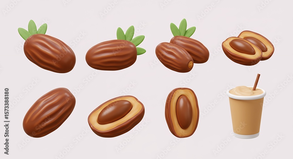 Fototapeta premium Dates and drink collection illustration