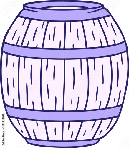 hand drawn cartoon doodle of a wooden barrel in bright neon color