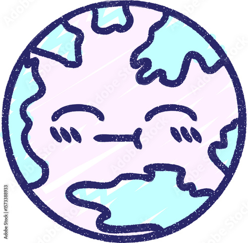 Planet Earth Chalk Drawing in bright neon color