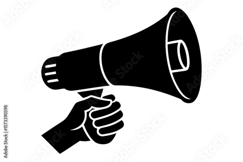 Megaphone Hand Icon – Loudspeaker Symbol for Announcement, Marketing & Promotion Designs
