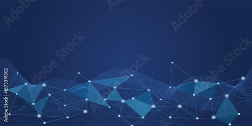 abstract polygonal space background with connecting dots and lines. 3 d rendering
