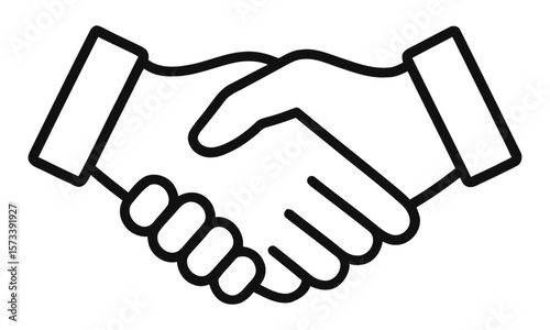 Handshake Agreement Icon - Line Art Vector Illustration