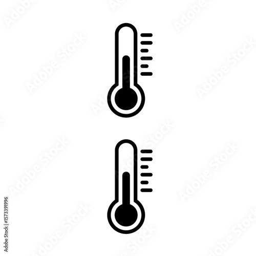 Two thermometers show different temperatures, useful in health and wellness designs, with black color and a clean, modern design style.