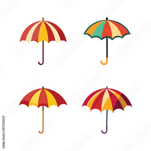 Collection of Umbrella Vector Illustration on White Background
