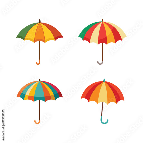 Collection of Umbrella Vector Illustration on White Background
