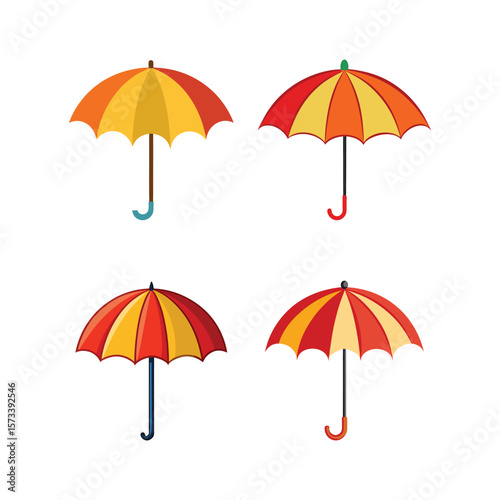 Collection of Umbrella Vector Illustration on White Background
