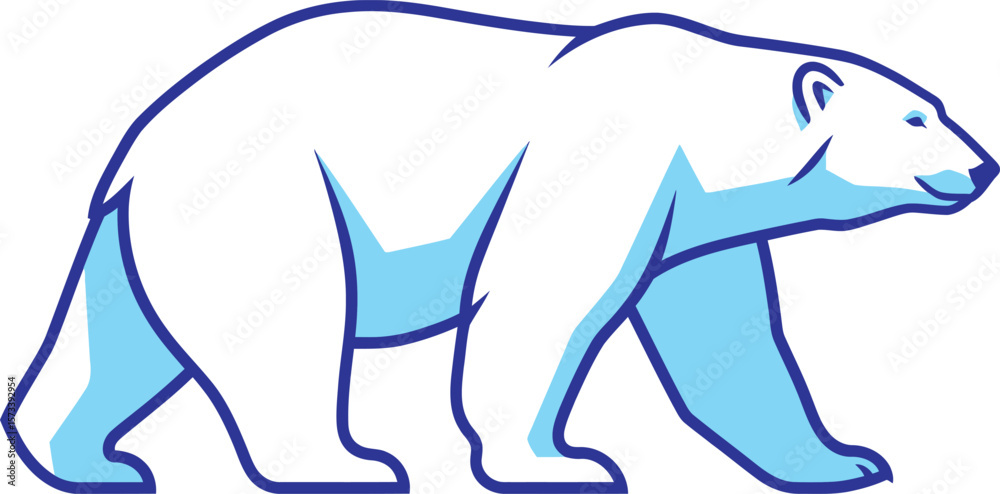 Fototapeta premium Majestic Polar Bear Silhouette against a Crisp White Background