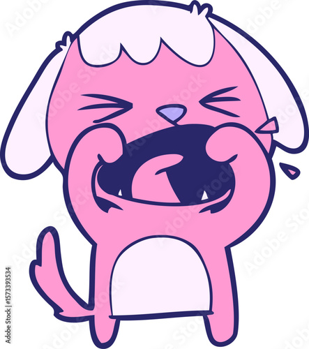 cute cartoon dog barking in bright neon color