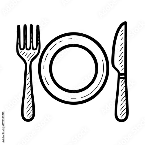 plate with fork and knife vector 