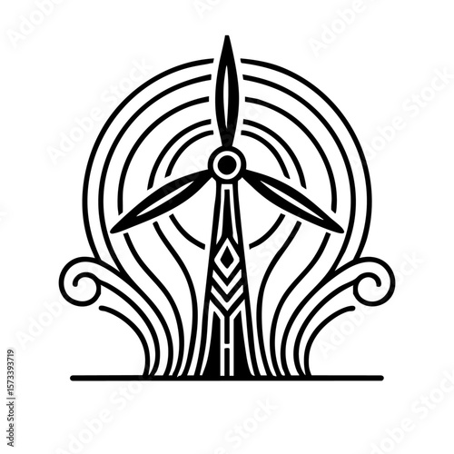 wind turbine on black background vector