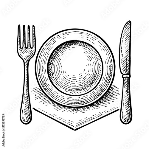 plate with fork and knife vector 