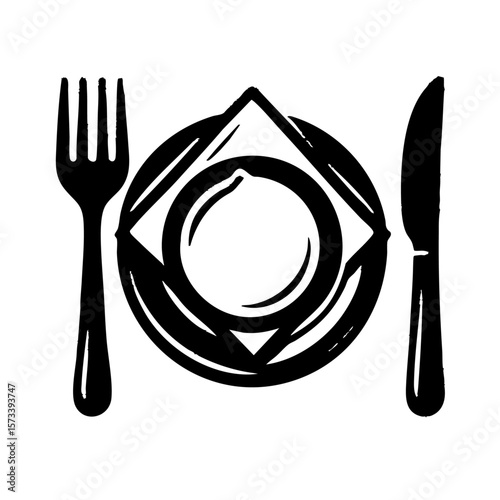 plate with fork and knife vector 