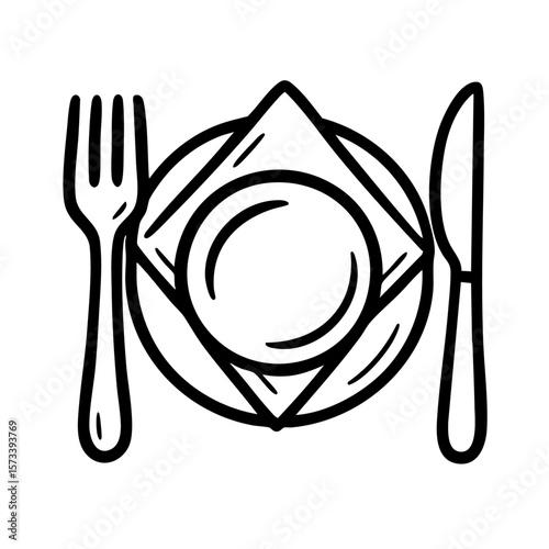 plate with fork and knife vector 
