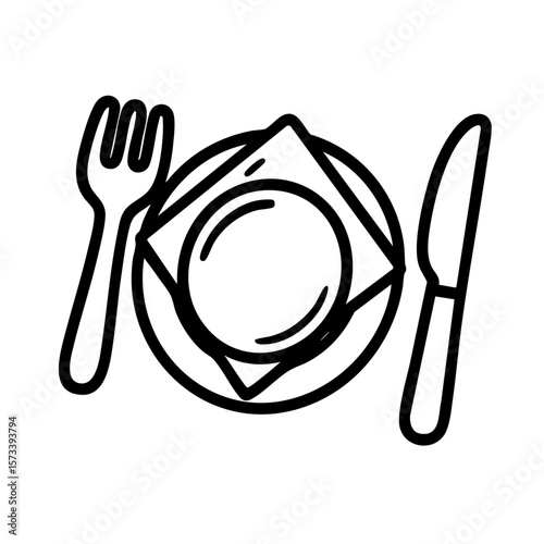 plate with fork and knife vector 