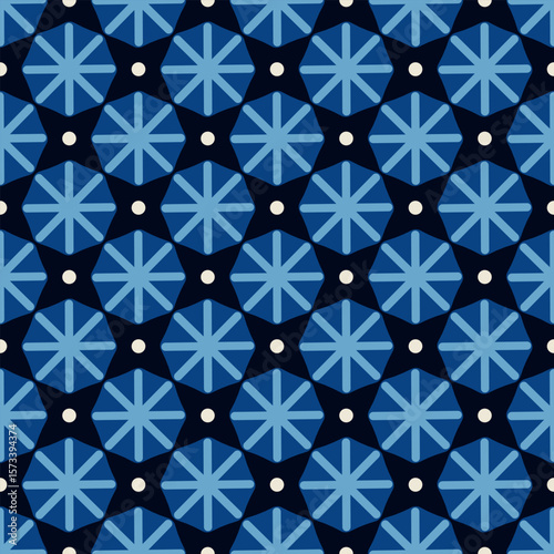 Abstract pattern seamless wallpaper vector design monochrome geometric texture. Blue, white color shapes modern art decoration. Retro fabric sample with organic elements. Vintage style textile swatch.