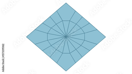 Geometric radial pattern of blue diamond shape with concentric lines
